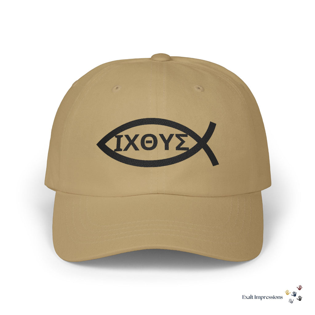 Embroidered Ichthys Fish Dad Cap — Baseball Hat